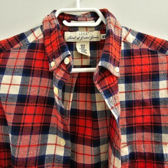 Men's Red/Blue plaid long sleeve button down, XS, Label of Graded Goods by H&M - Picture 9 of 9